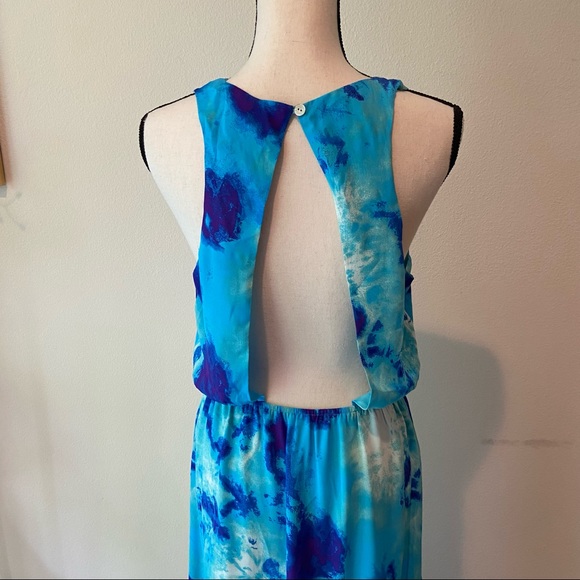 Blue Tie Dye Open Back Maxi Dress - Picture 5 of 6